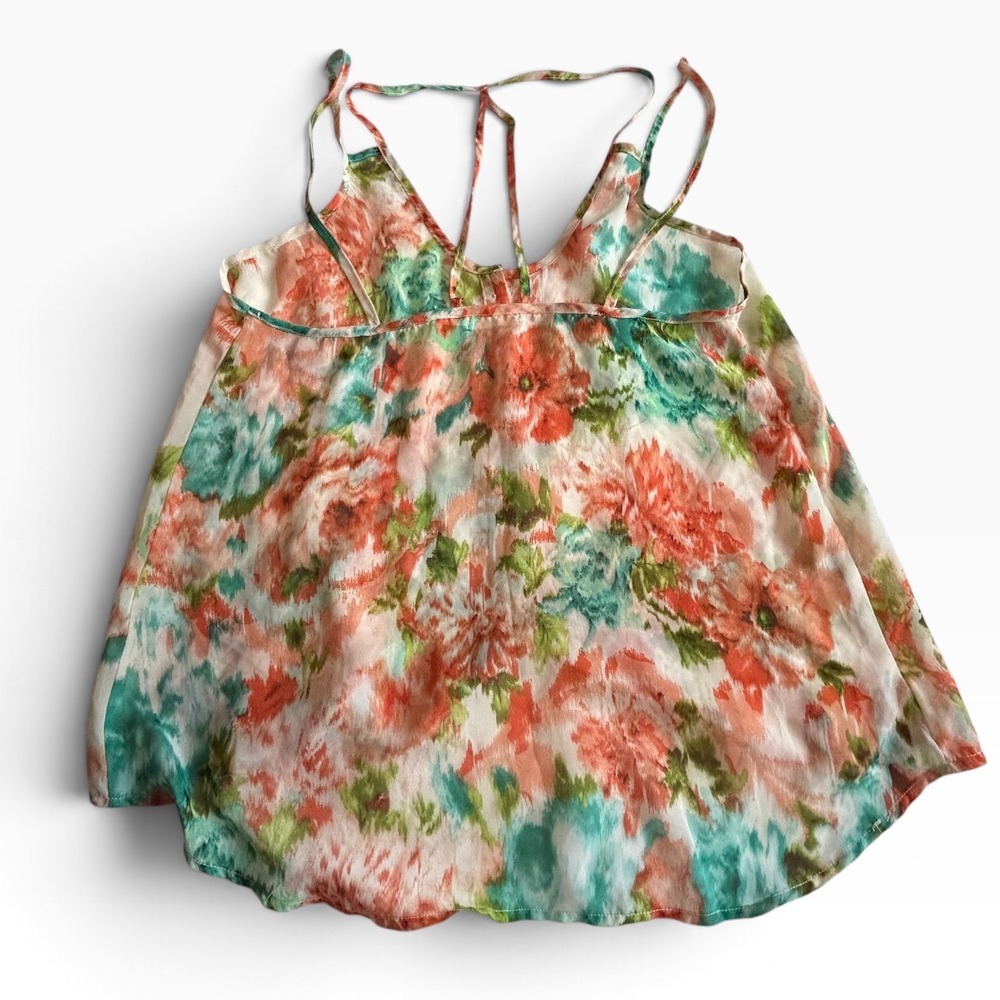 Poetry Floral Multi Strap Button Front Camisole Top Watercolor Print Size M